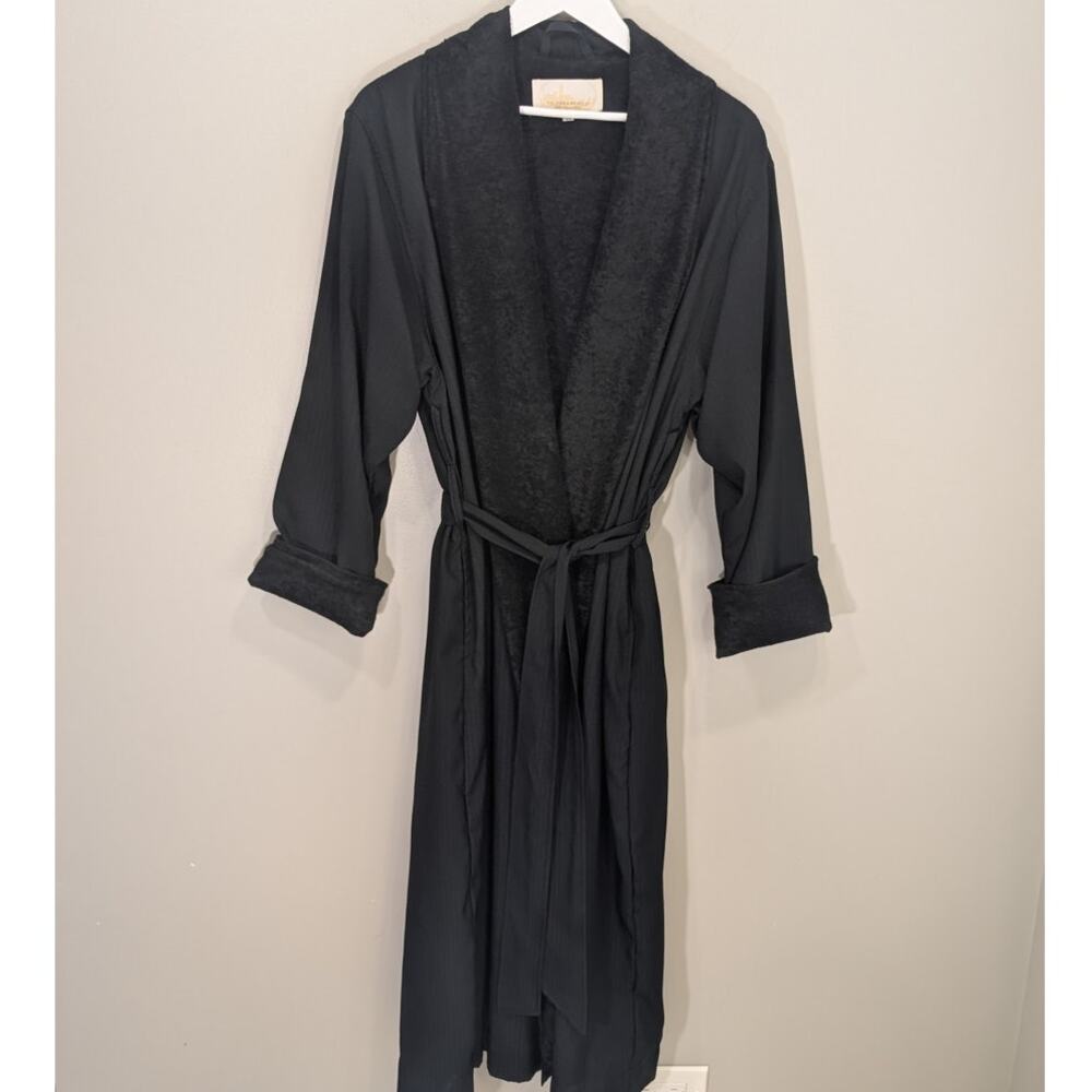 Telegraph Hill Robe Terry Lined Seersucker Modern Minimalist Luxury Spa - Size M